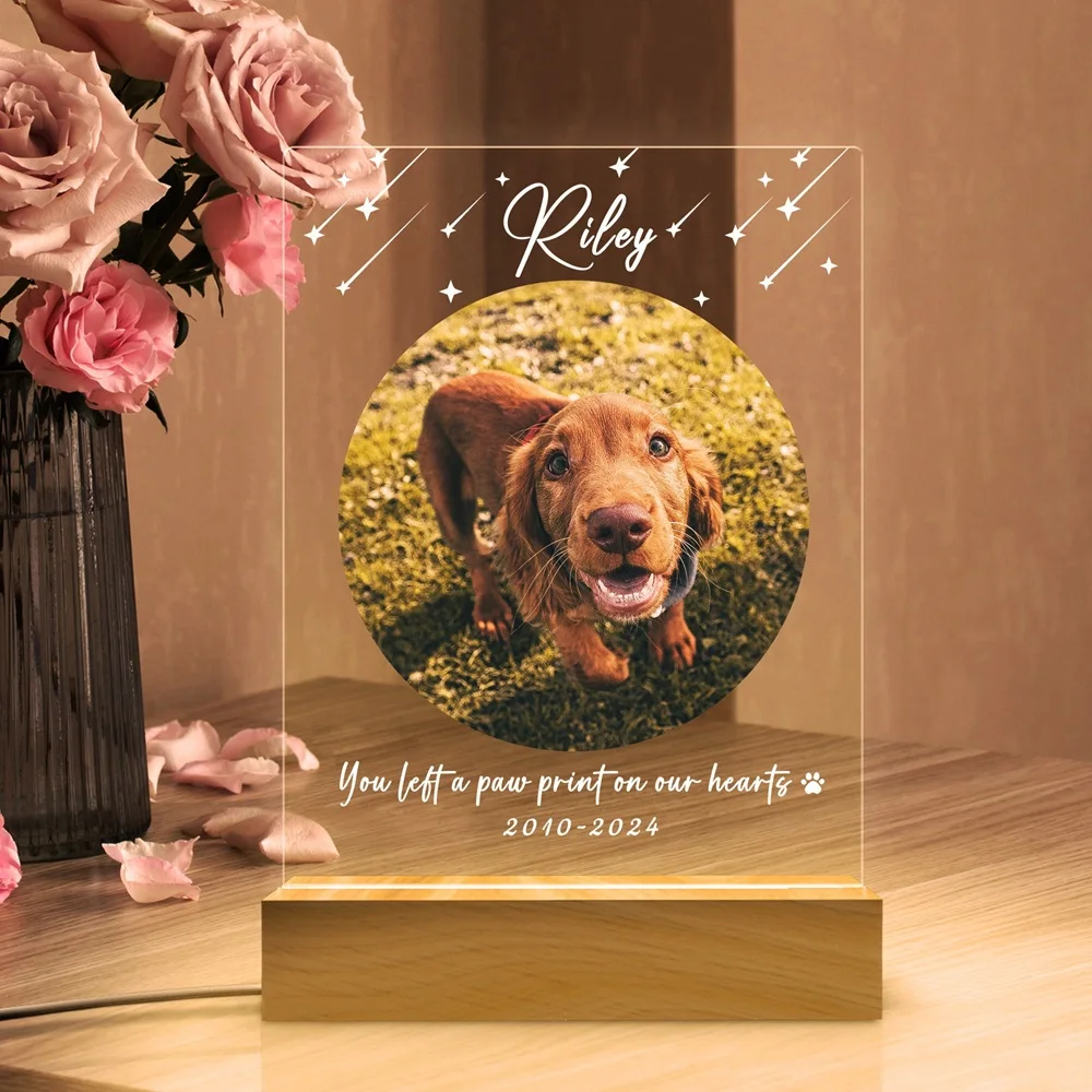 

Pet Memorial Gift Custom Pet Photo Plaque Christmas Personalized Frame Sympathy Gift For Cat Dog Pet Loss Christmas Gift