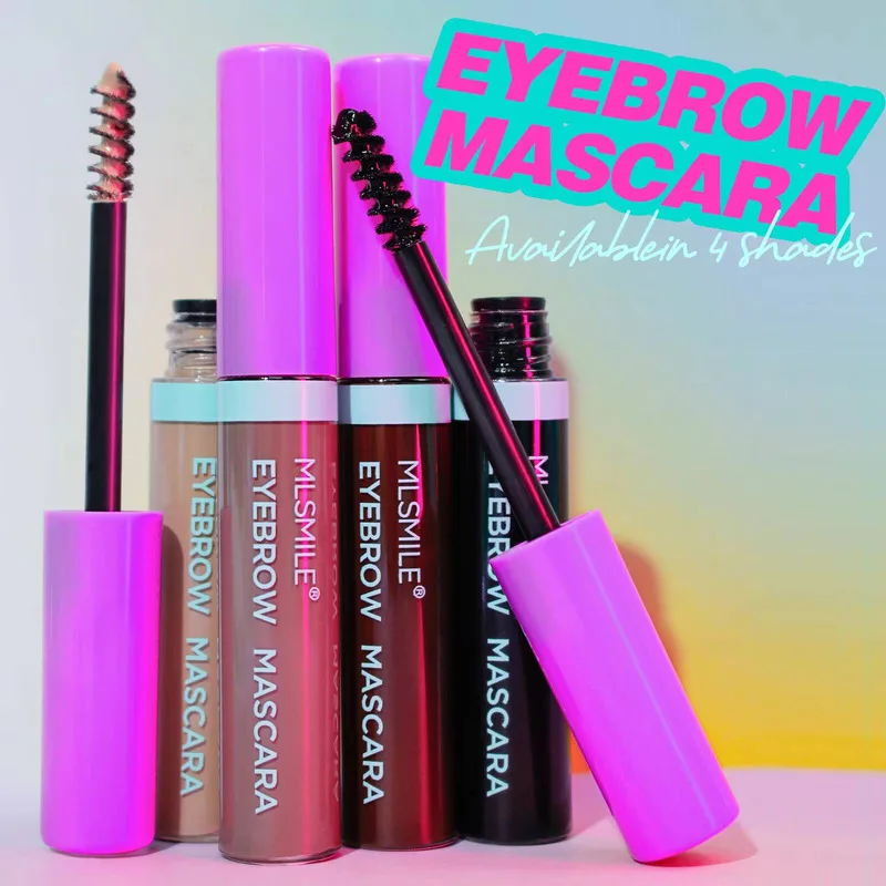 MLSMILE Flüssige Färbecreme, langlebig, wasserfest, natürlich, dunkelbraun, Augenbrauentönung, Augenbrauenverstärker, 4-Farben-Mascara, Kosmetik
