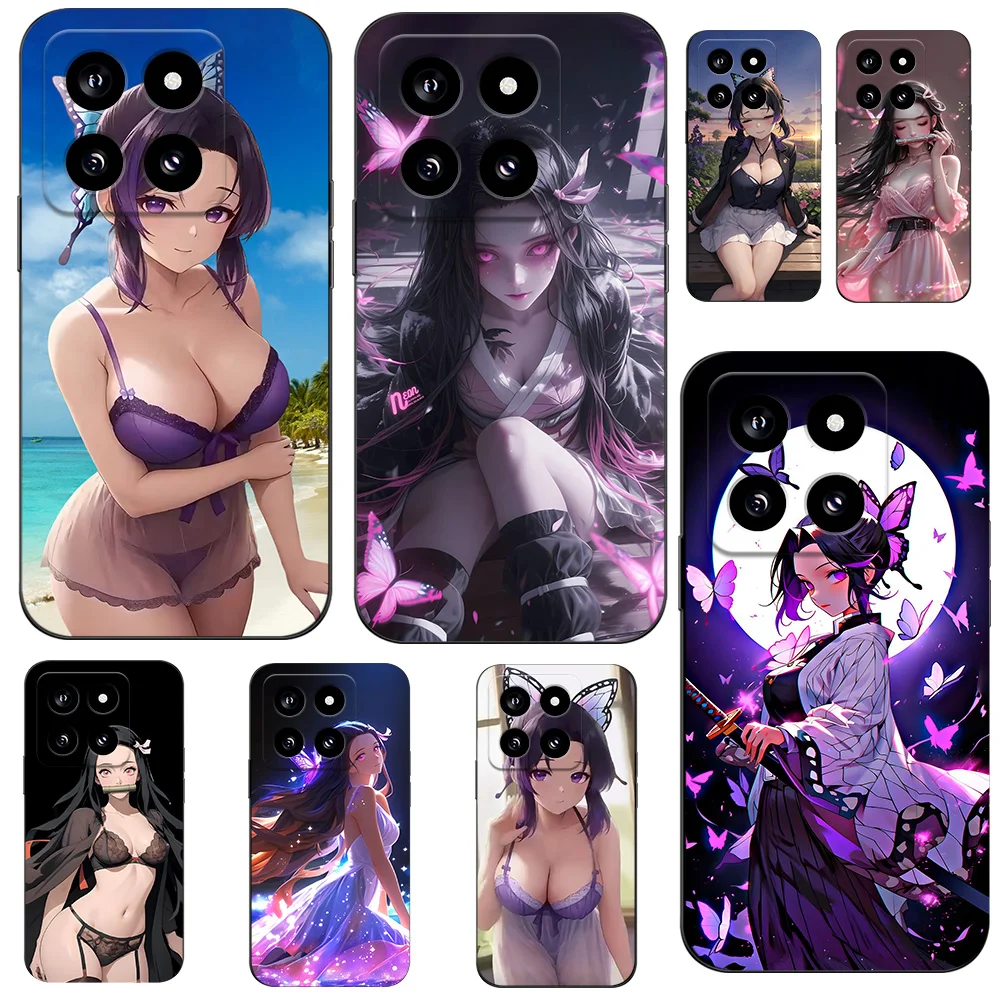 Case For Xiaomi 14 PRO Silicon Phone Back Cover black tpu case Demon Slayer NezukoBikini