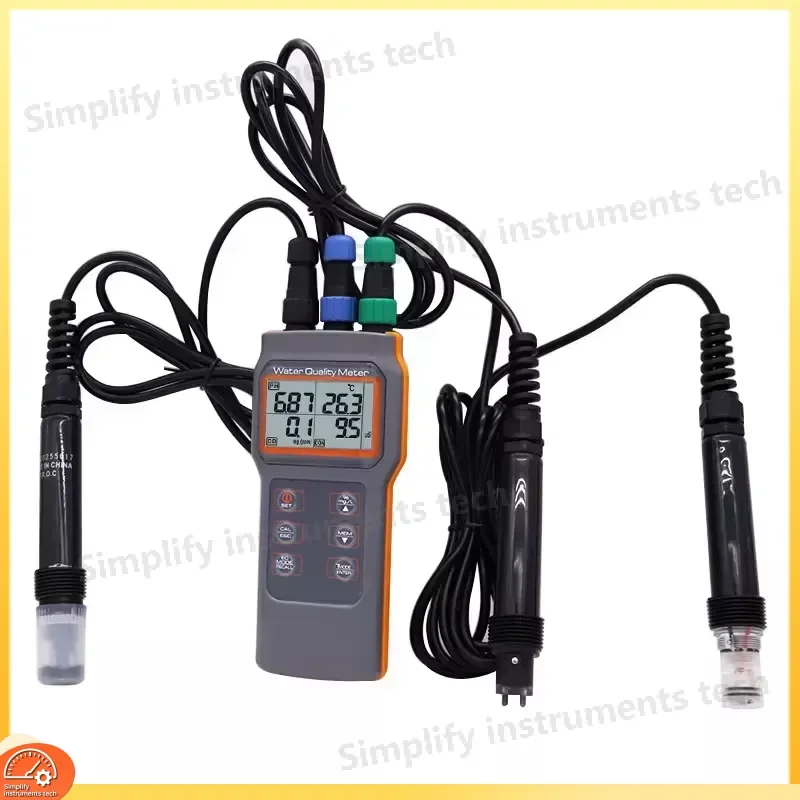 5 in 1 Water Quality Tester pH DO Conductivity Salinity Temperature Meter Digital Dissolved Oxygen Analyzer for Aquarium Pool