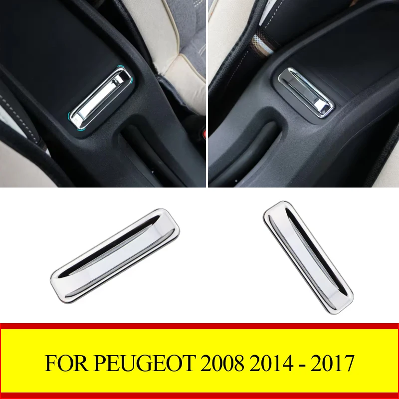 For Peugeot 2008 2014 - 2017 ABS Chrome Car Armrest Storage Box Decorative Panel Trim Sequin Sticker Accessories