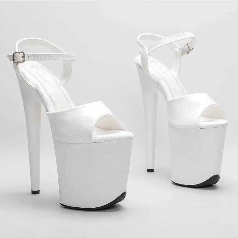 Leecabe 20cm/8inch Shinny White style high heel sandals  sexy model shoes stripper heel  pole dance shoes