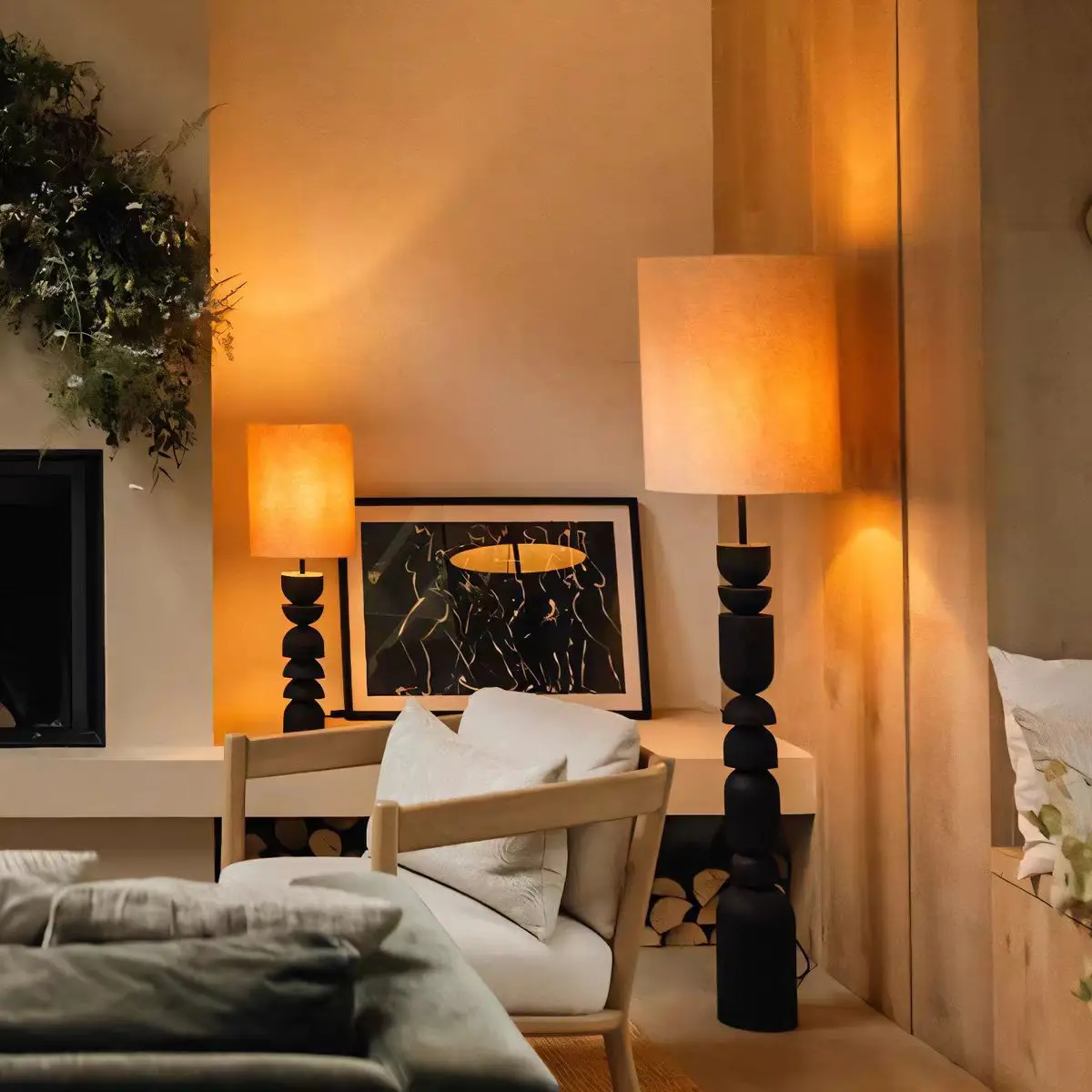 New medieval style solid wood floor lamp living room sofa atmosphere vertical bedroom bedside bed