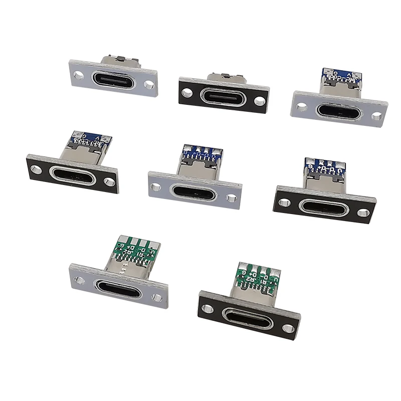 USB Type C 2/4/6 Pin Female Soldering Connectors With Fixing Plate Mount USB-C DIY Repair Charging Port Type C Socket Connector