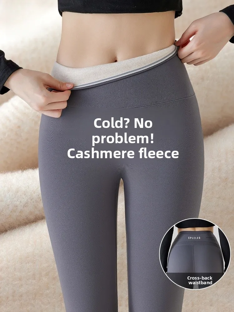 

Теплые женские брюки для йоги с высокой талией, на флисовой подкладке, с эластичным поясом и буквенным принтом, утепленные зимние облегающие брюки для похудения