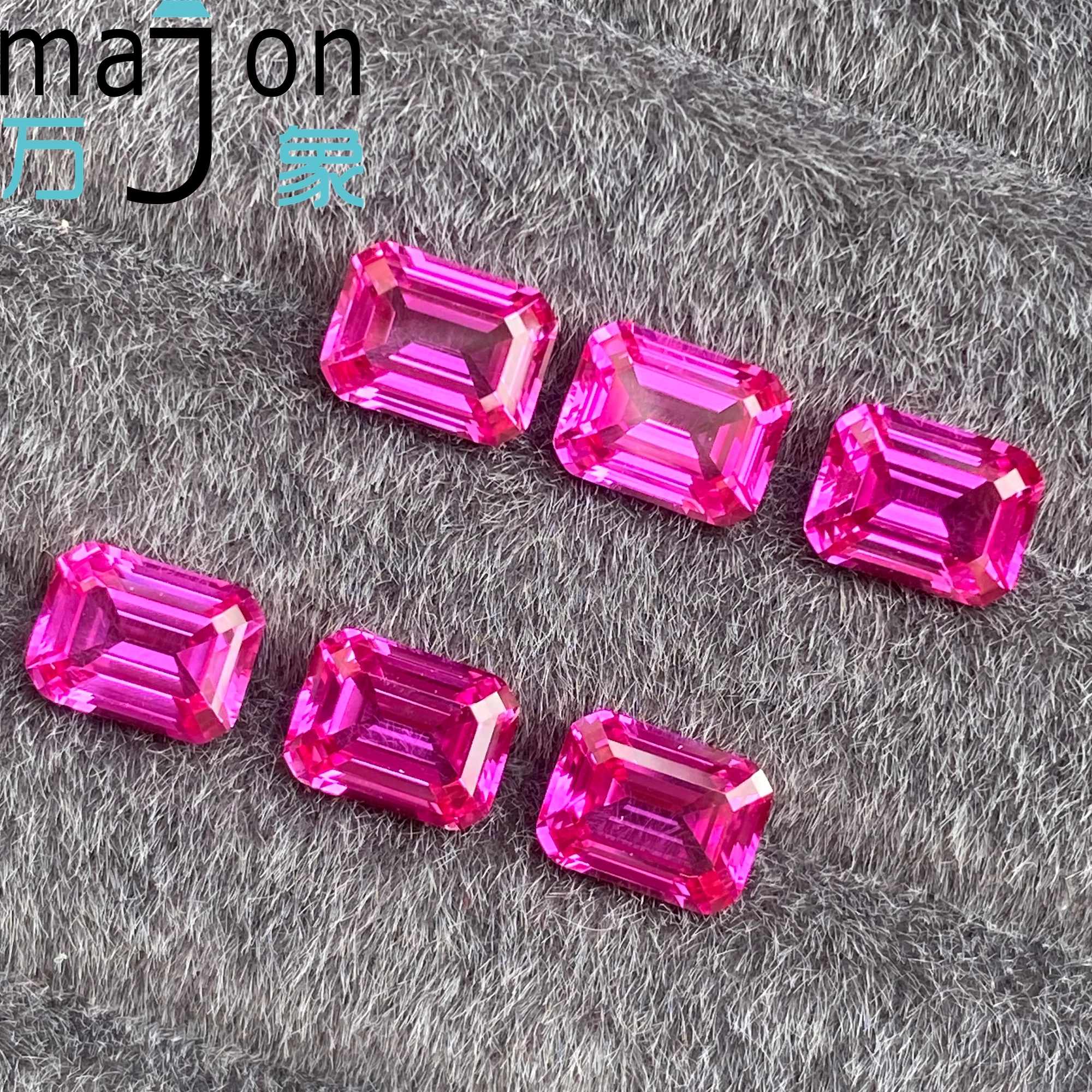 

Majon Lab Grown Sapphire Hot Pink Emerald Cut Charms for DIY Jewelry Making Selectable AGL Certificate Jewelry Materials
