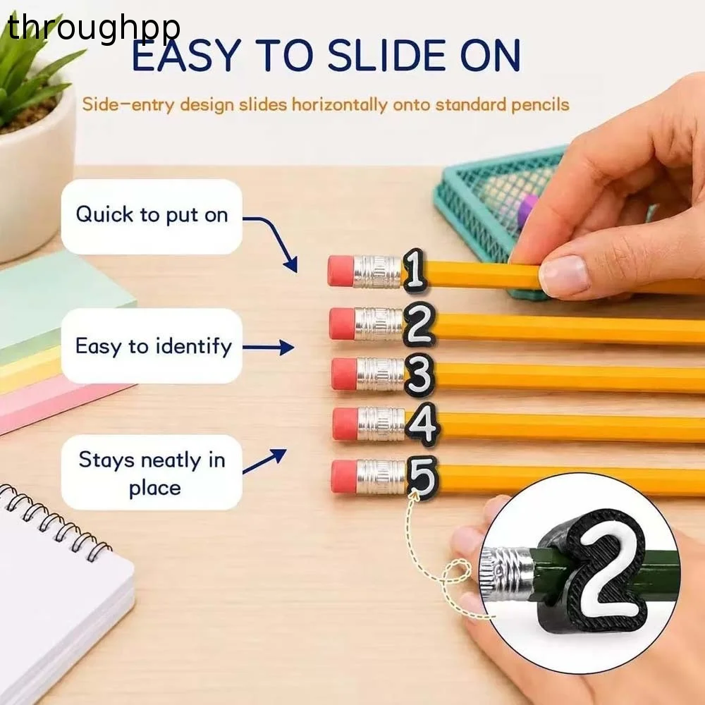 Creative Numbered Pencil Toppers Portable Colorful Pencil ID Markers Flexible Durable Student Identification Tags Classroom