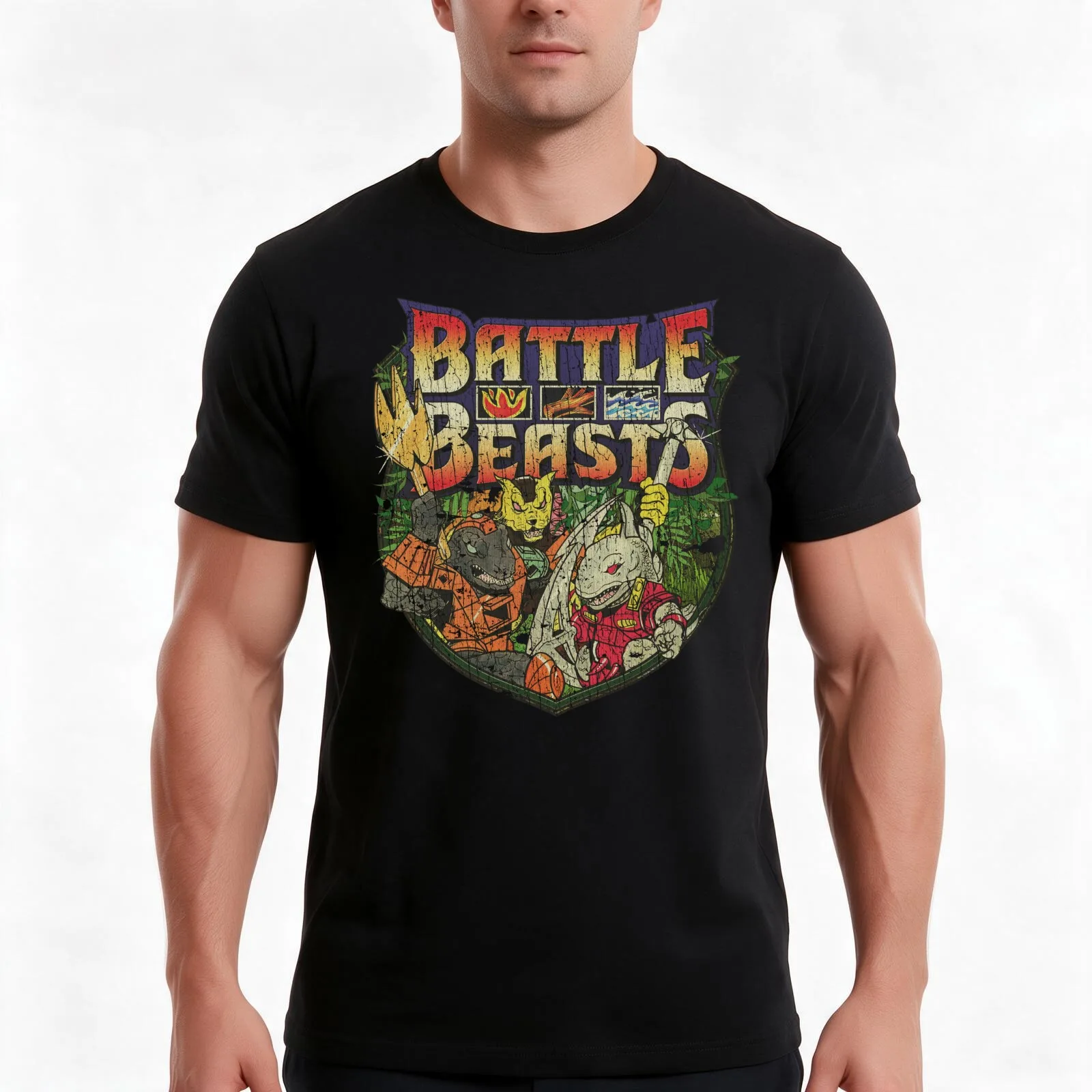 Battle Beasts 1986 T-Shirt, Summer Casual Cotton Tee, Oversized Streetwear Tops, Vintage Graphic Print, Loose Fit Short Sleeve