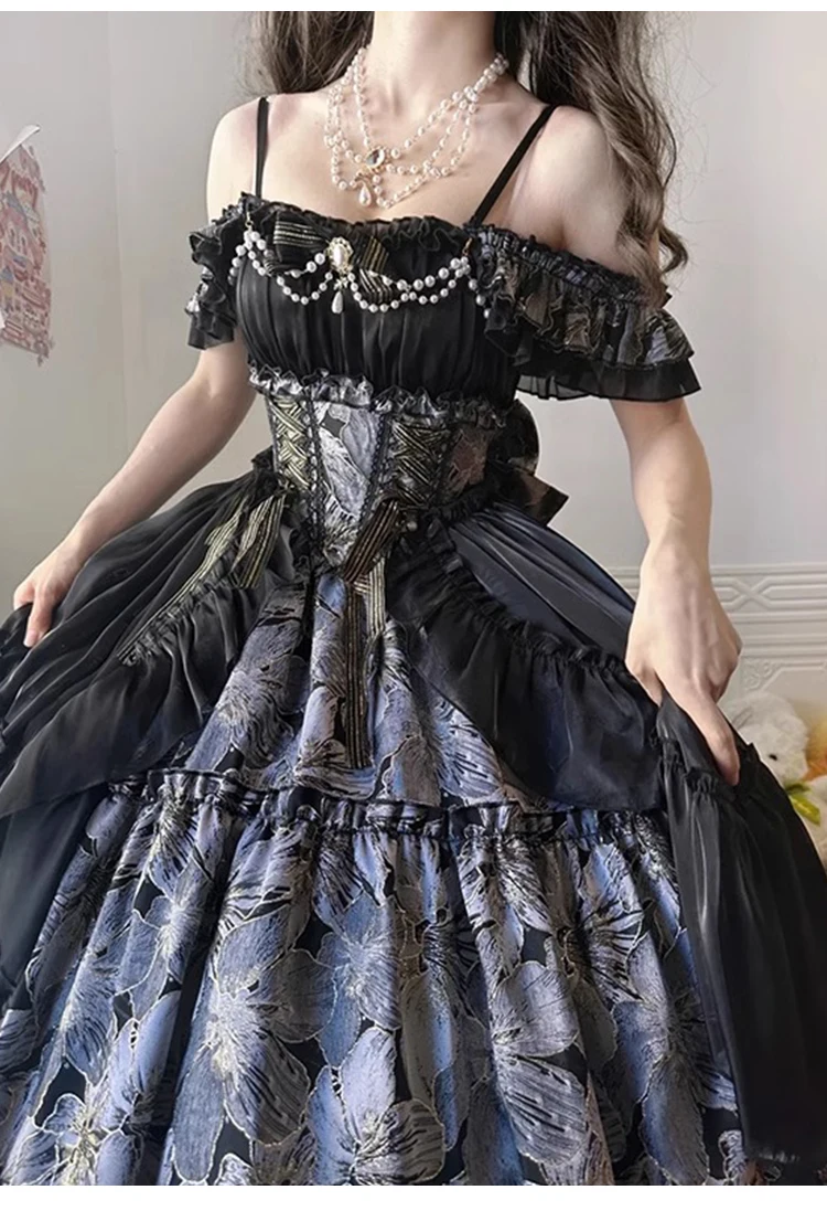 Black Elegant Anniversary Bar Mitzvah Evening Dress Female Slim Off-Shoulder Sweet Princess Long Dress Flower Wedding Dresses - Image 2