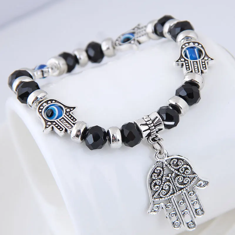 Fatima palm Evil Eye Charm Bracelets Hamsa hand religious blue beads Lucky bracelet Best Match Turkish bracelet