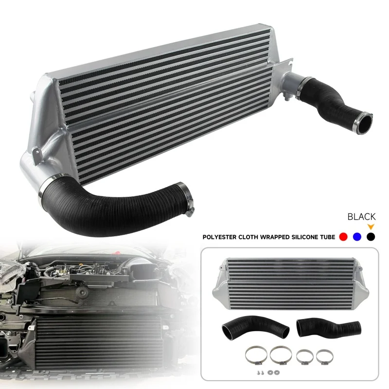 Zestaw intercoolera z dużymi silikonowymi wężykami 63 mm do Toyota GR Corolla 2023+ GR Yaris 2020+ 1.6L G16E Turbo, czarno-srebrny, ulepszenie