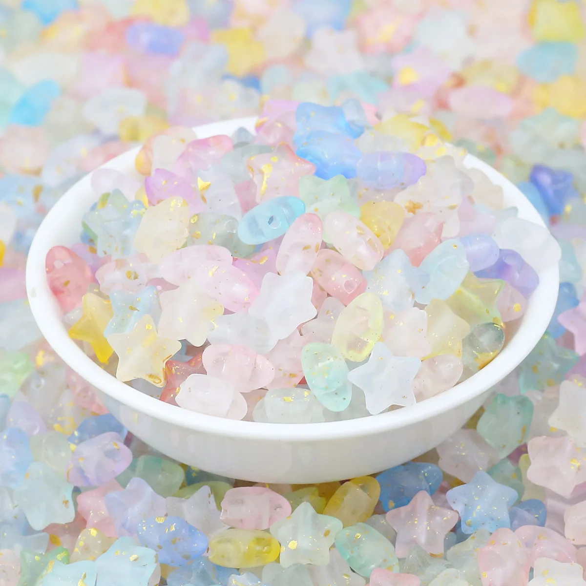 100-400pcs 10mm Jelly-colored Powder Filled Star-shaped Acrylic Spacer Beads For DIY Jewelry Making Bracelets Necklace Wholesale