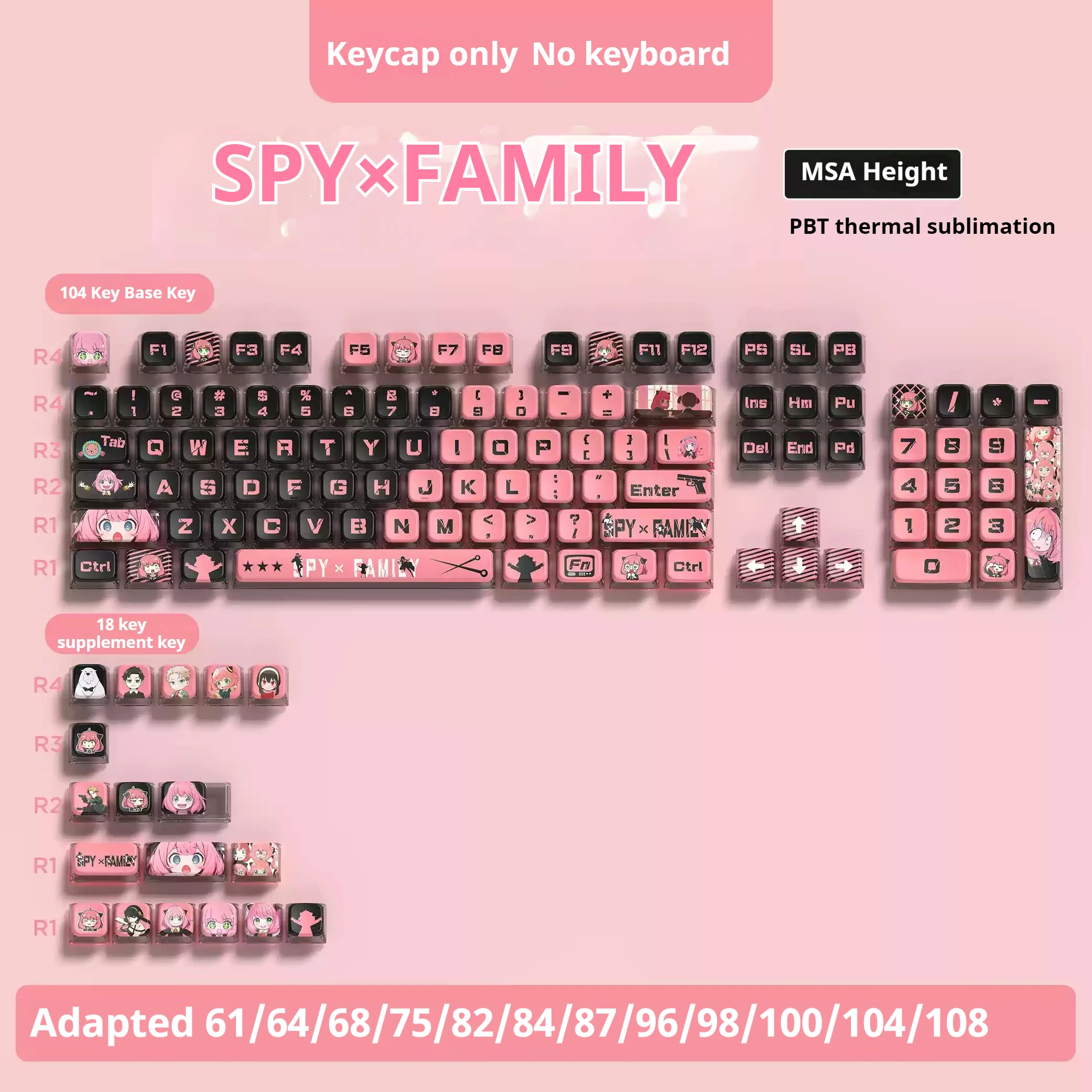 Spy × Family Disc Cap Transparent All Sides Thermally Sublimated Pbt Personalized Customization Msa Height Key Anime Peripheral