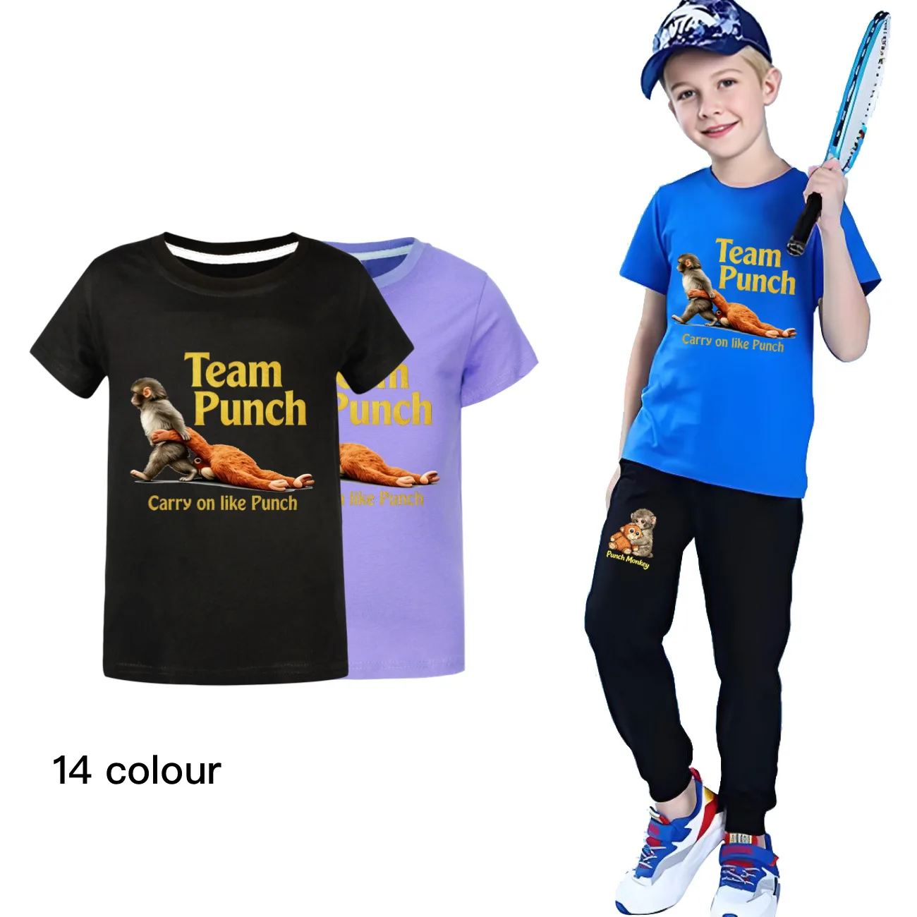Punch Monkey Kids T-Shirt Children's Casual Top Short Sleeve Fashion Boys Girls Teen Clothing Dav Pilkey's Cartoon Character