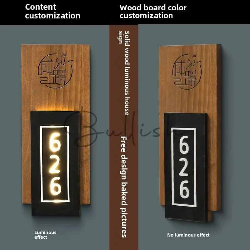 Retro luminous house number Customized light hotel B & B high-end box box number