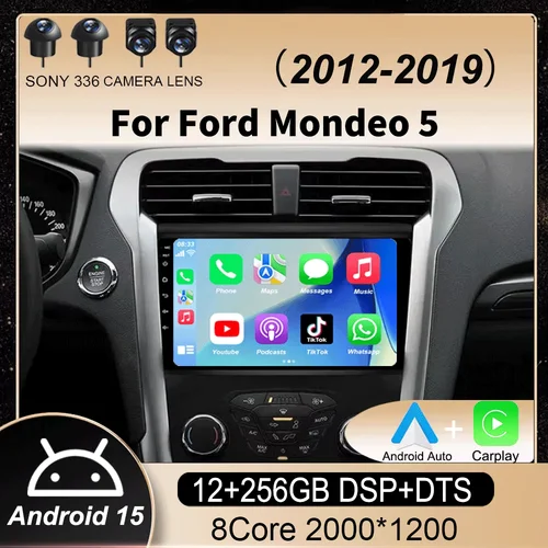 Android15 Carplay Auto para Ford Mondeo 5 2012 2013 2014 2015 2016 2017 2018 2019 reproductor de Radio Multimedia para coche WIFI + 4G 2DIN estéreo