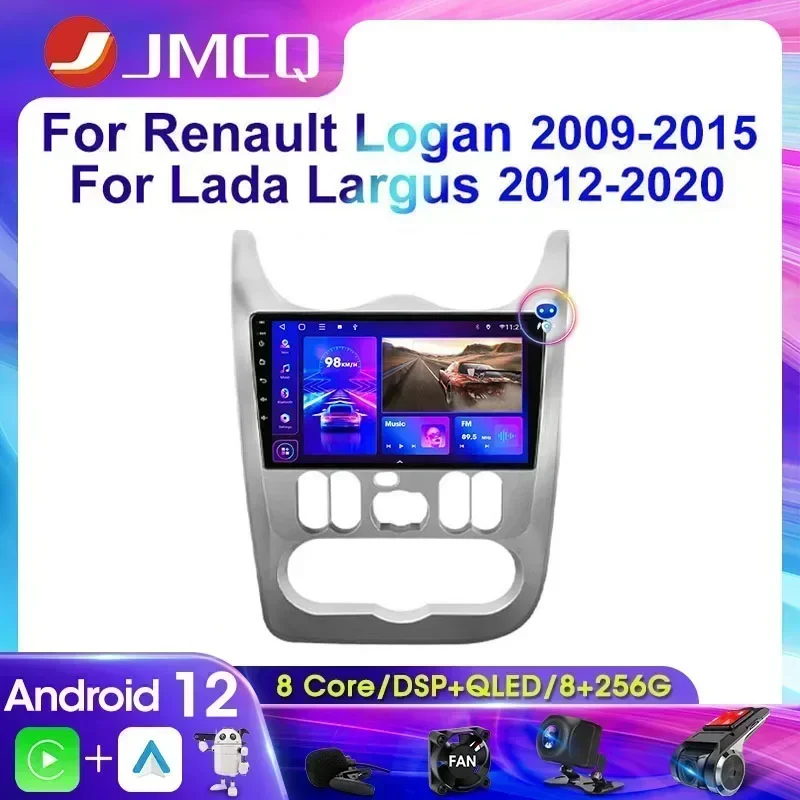 Jmcq 2din 4g android 12 Autoradio Multimedia-Video-Player für Renault Logan 1 Sandero 2006-2013 Dacia Duster Carplay Navigation