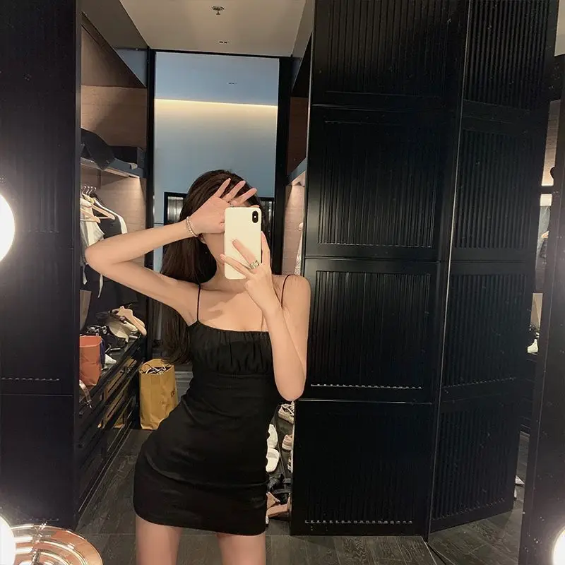 Backless Halter Summer Dress Female Hot Girl Pleated Skirt Inner Tight Short Dresses Women's Clothing Traf  Vestidos Largos 원피스