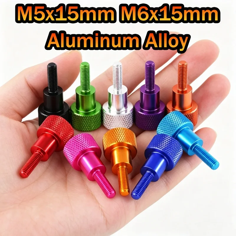 1/2pcs M5x15mm M6x15mm Anodize Aluminum Alloy Knurled Thumb Screw High Steps Hand Grip Knob Bolts Door Handle Screws Hardware