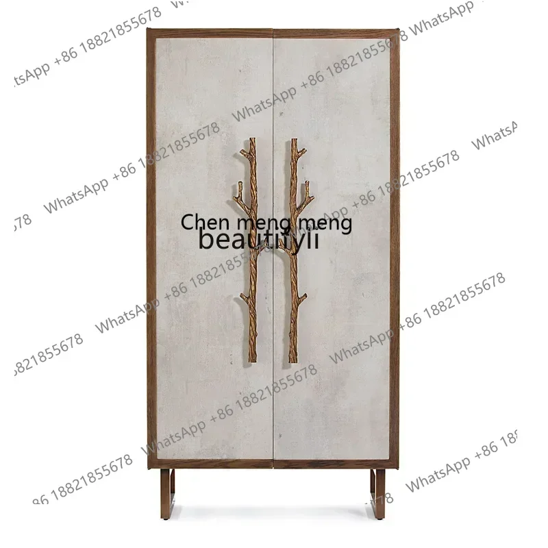 

32American retro solid wood bookcase entry porch cabinet storage creative double door dining side cabinet French wine cabinet