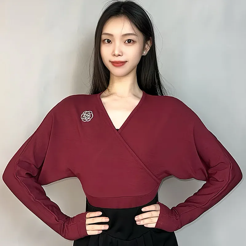 Winter Warm Fleece Lined Bodysuit Top for Adult Women Original Design Latin Ballroom Style Comfortable Perfect for Daily Top