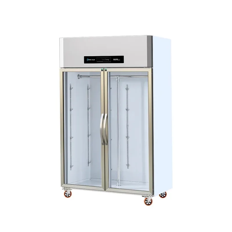 Hanging meat cabinet, commercial vertical display, frozen and refrigerated display, preservation of pigs, cows, and lamb meat