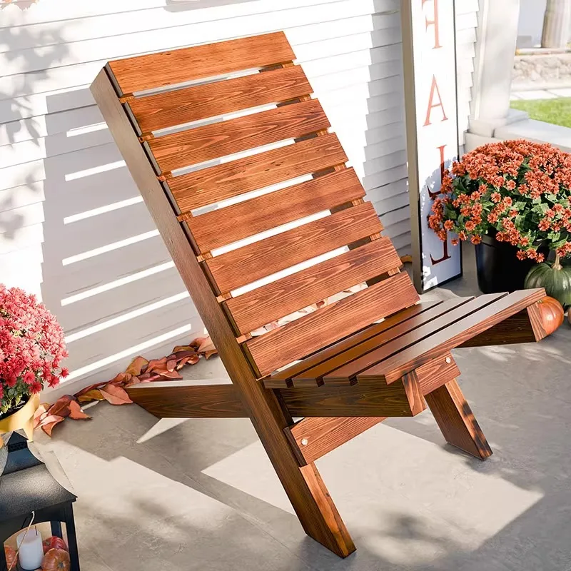 Outdoor Balcony Terrace Chaise Lounge Patio Outdoor Beach Sofa Chair Folding Lunch Break Portable Solid Wood Waterproof
