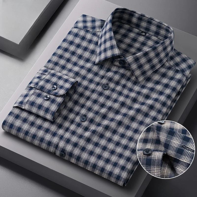 Nowa koszula męska ze 100% czystej bawełny, koszula z długim rękawem, krój regularny, męska koszula codzienna, miękka, wygodna, flanelowa koszula wizytowa, odzież męska.