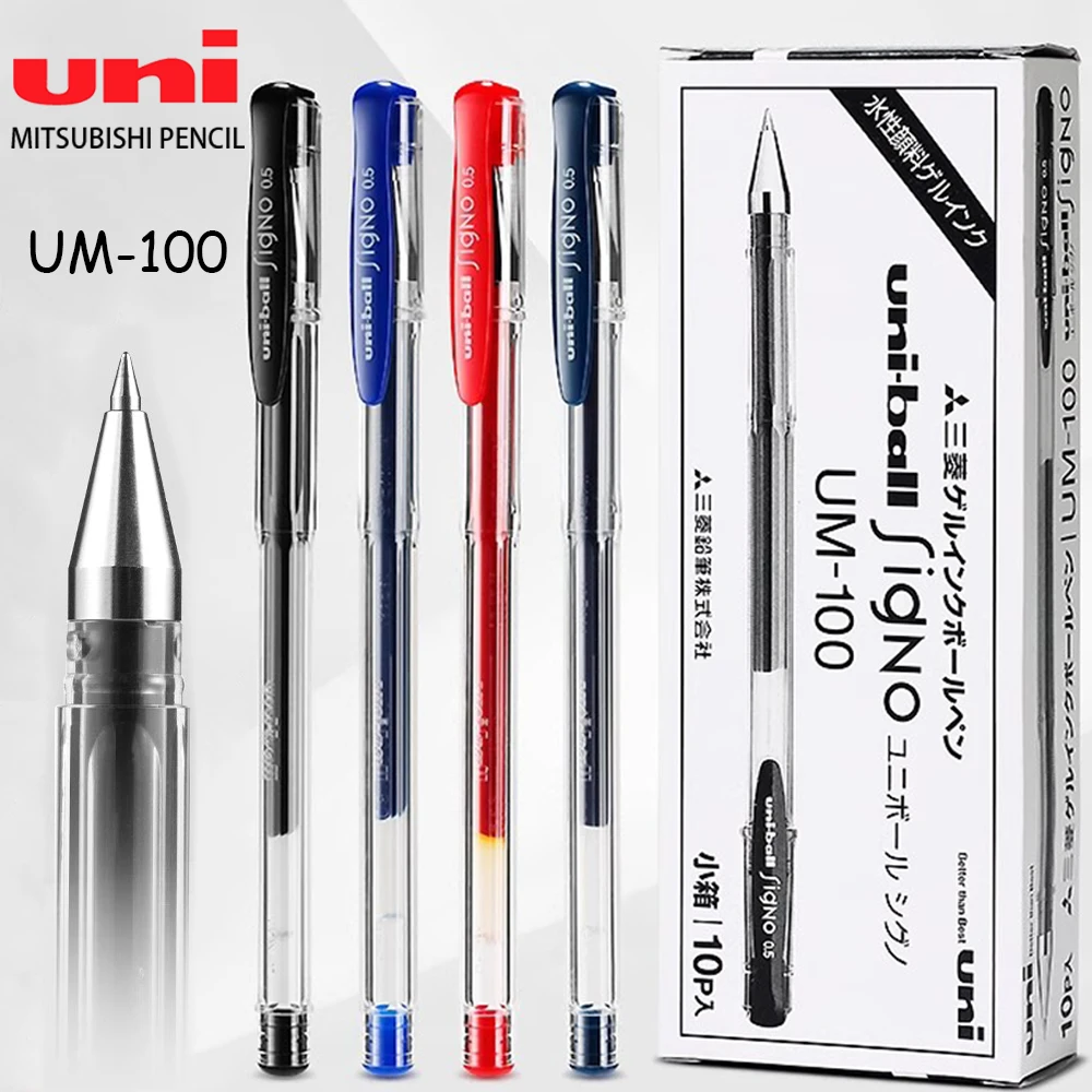 10pcs Japan UNI Gel Pen UM-100 Bullet Ballpoint Pen Large Capacity 0.5mm Water Resistance Quick-drying Office Cute Stationery