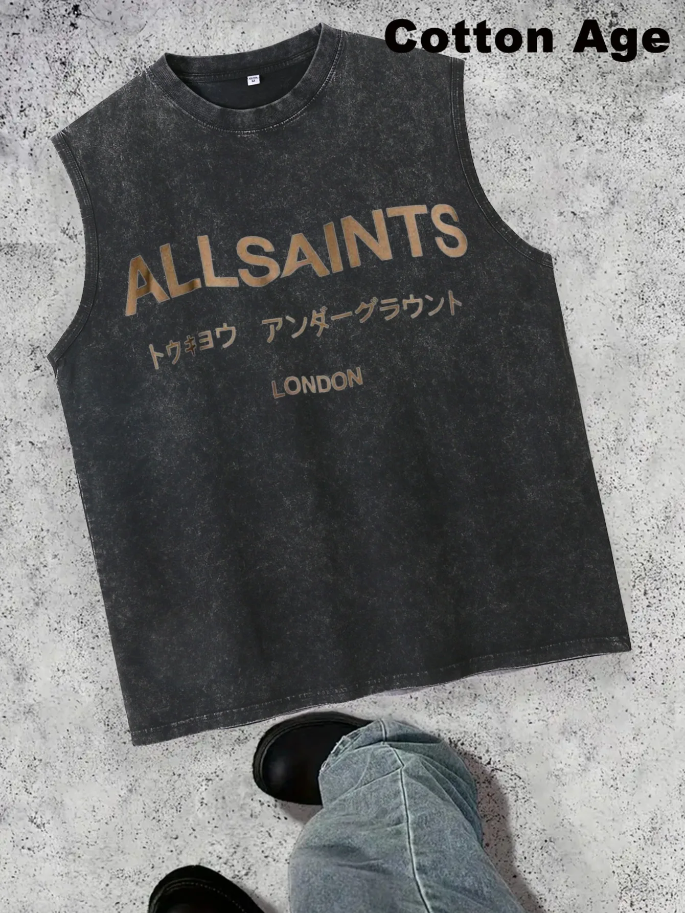 Camiseta sin mangas vintage para hombre - Diseño con estampado AllSaints - Camiseta informal con capas de otoño/invierno - Regalo perfecto para Halloween/Navidad