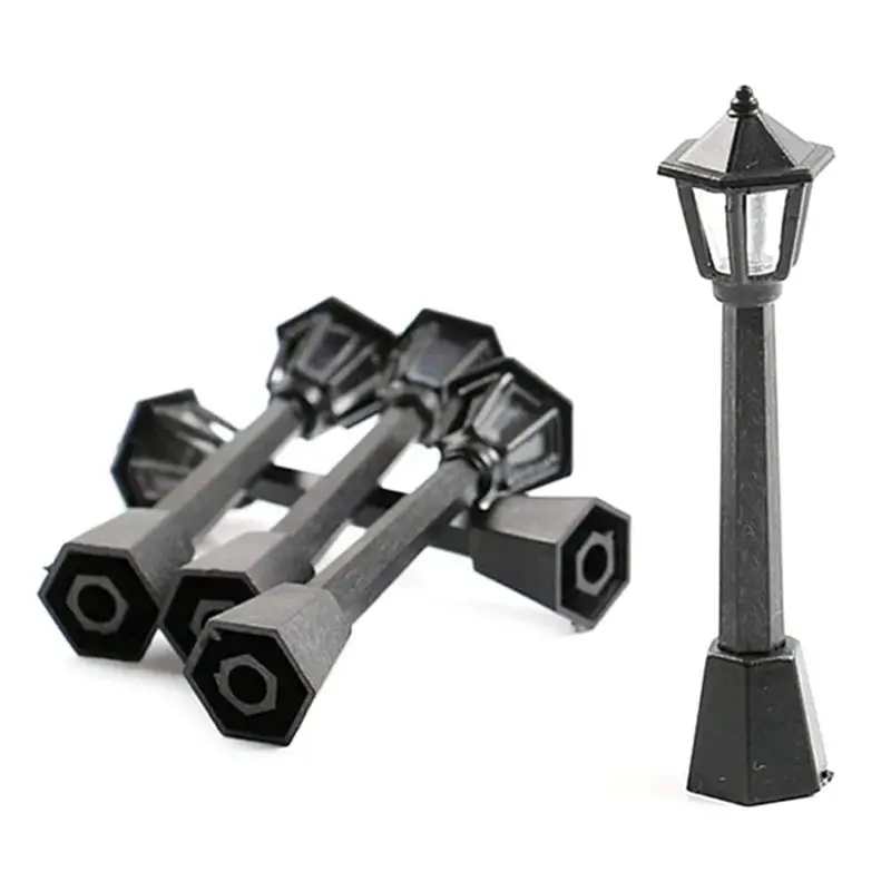 CYGJ-20Pcs Street Post Lights Model Railway Train Lamp Post Lights Miniature Village Pathway Lantern Post For DIY Dollhouse