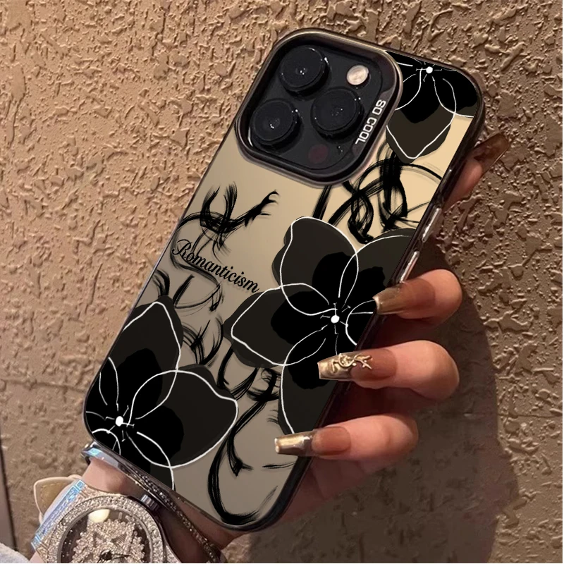 خمر الأسود الأزهار قضية الهاتف لسامسونج غالاكسي S23 S24 S25 S22 الترا S21 زائد FE A56 A36 A26 5G A16 A06 4G نوت 20 غطاء