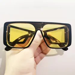 Gafas de sol cuadradas Punk para hombre y mujer, lentes de sol con montura grande a la moda, de gran tamaño, con degradado