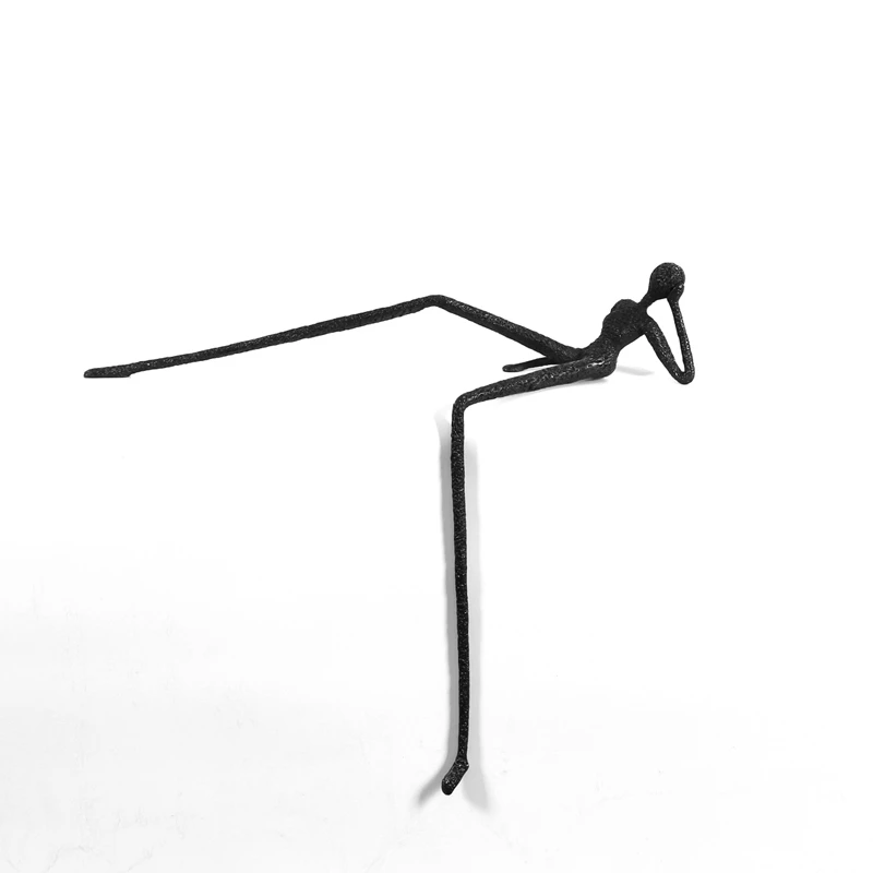 Metal Handicraft Abstract Figure Sculpture Lying Golden Man Pendant Decorative Figurines Home Decoration Accessories