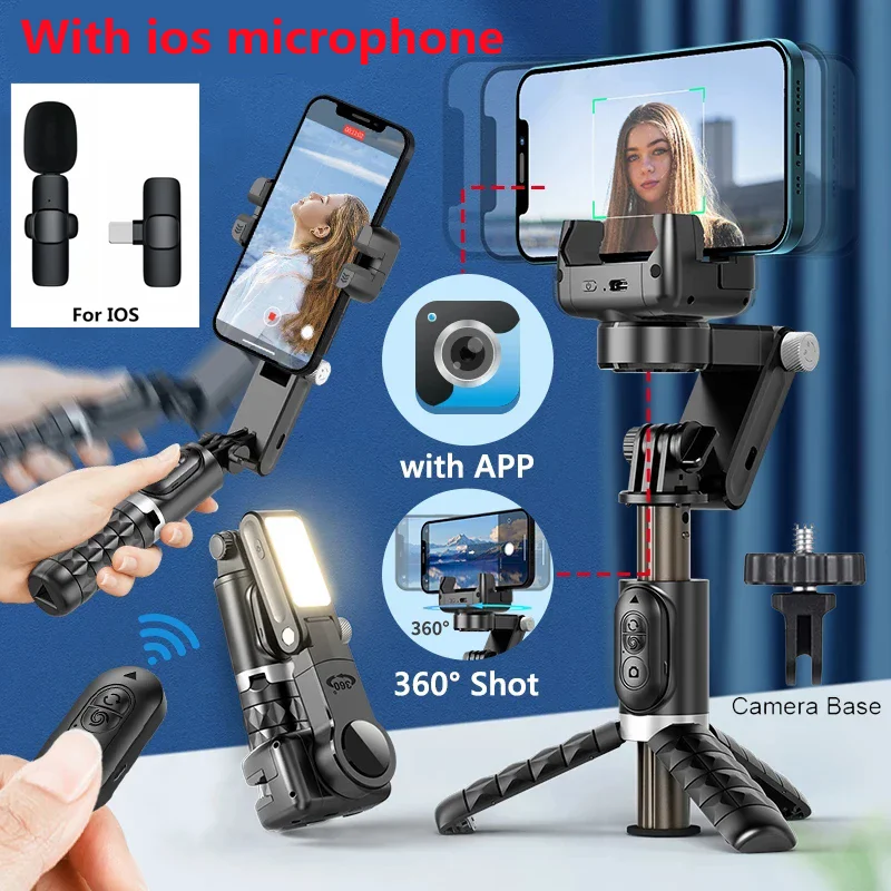 

Новый беспроводной Bluetooth-пульт дистанционного управления для селфи, штатив, держатель для телефона со светящейся подставкой, устойчивый к балансу с микрофоном для ios