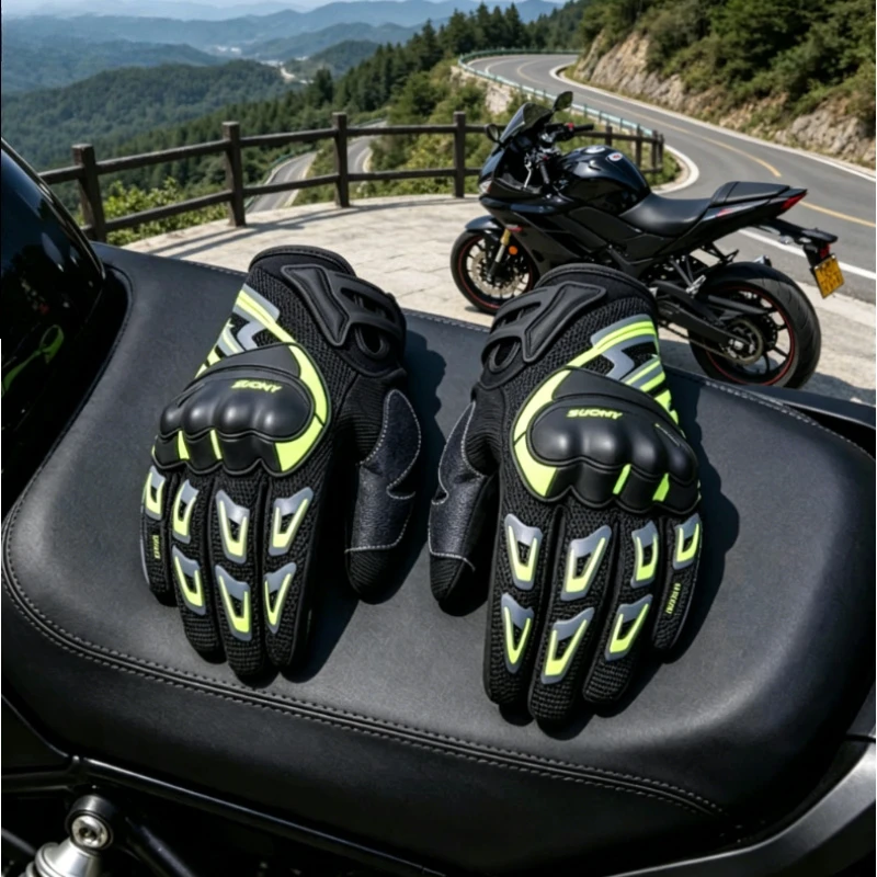 2026 NEW Suomy Summer Breathable Motorcycle Gloves Touch Screen Compatible Moto Biker Riding Gear for Men Women Pink
