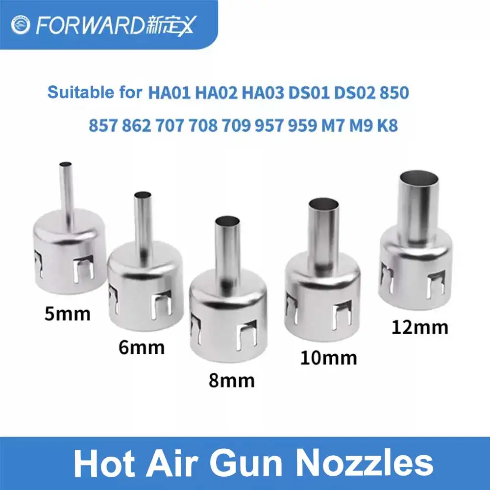 

Насадка для паяльной станции Forward Air Gun 850 857DW HA01, универсальная, оригинальная, стальная, прямая, для горячего воздуха, для ремонта