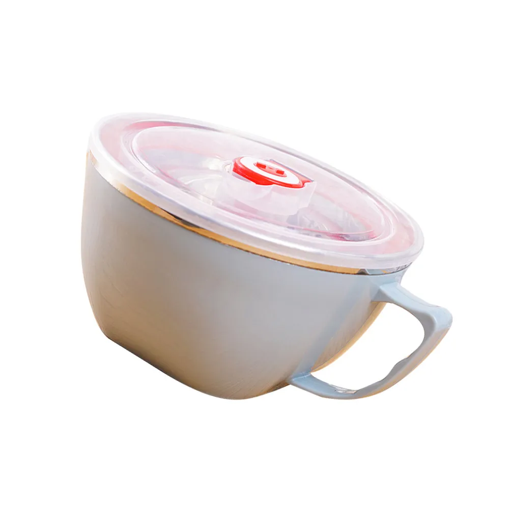 

Stainless Steel Kids Bowl with Lid Blue Baby Feeding Tableware Heat Insulation Shatter-Resistant Bowl for Soup Rice Self-Feeding