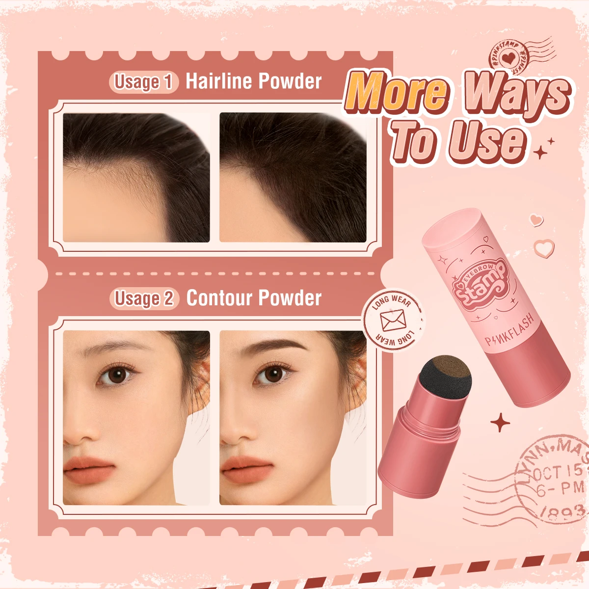 PINKFLASH Multi-use Eyebrow Stamp Powder Waterproof Long Wear Lightweight Eyebrow Enhancers Full Pigment Eyebrow Tints Cosmetics