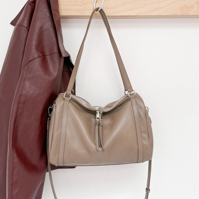 

Genuine Leather Fashion Women's Shoulder Crossbody Bag Luxury Designer Brand Ladies Large Tote for Woman Soft Cowhide Female New