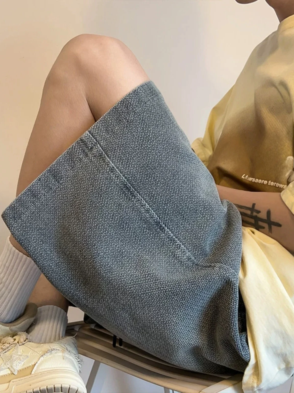 

American Retro Starry Night Denim orts Men's Summer Dstring 5 Bo Haome f-length Pants Loose Straight Leg Fit