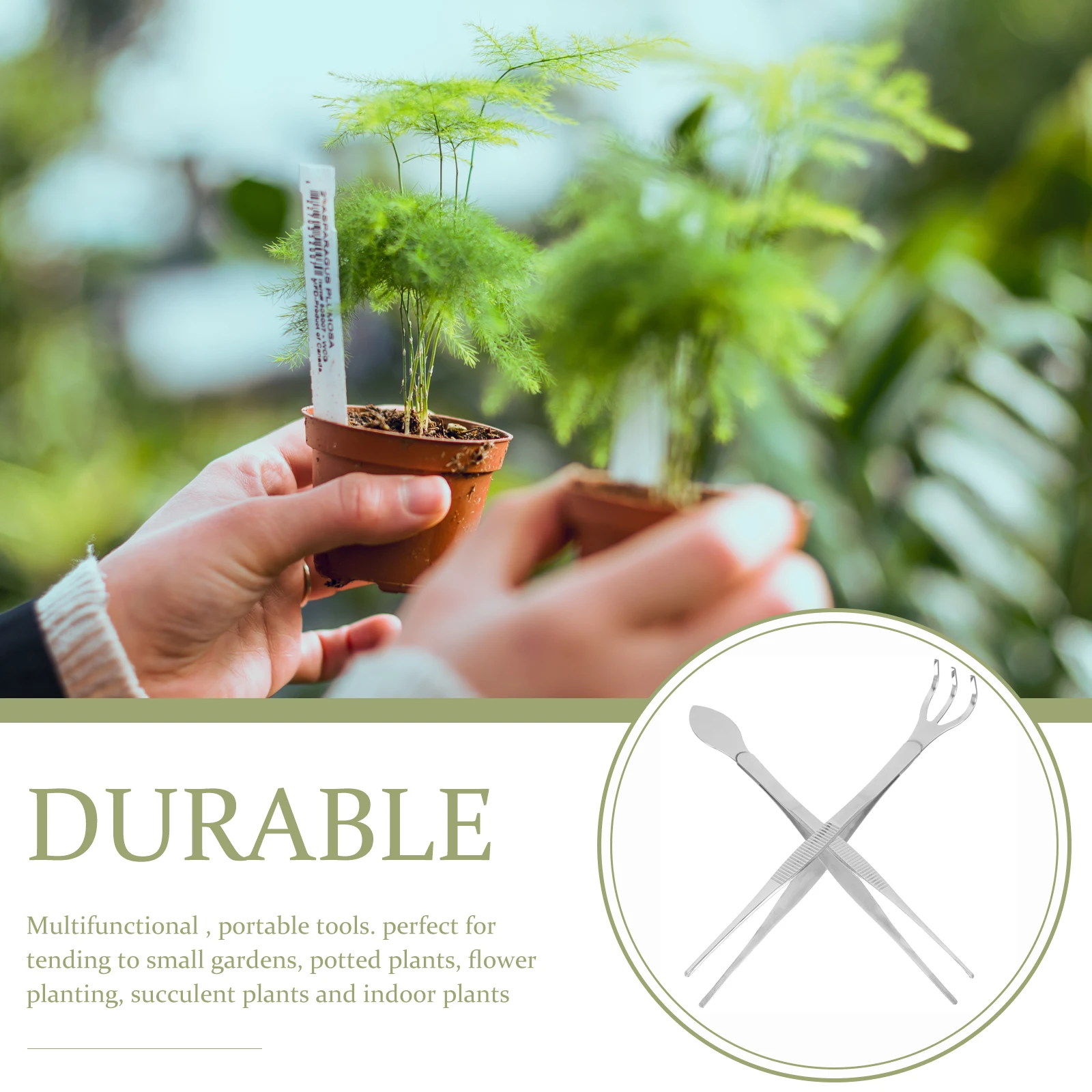 

1Set Bonsai Tweezers Rake Stainless Steel Sturdy Rustproof Multitool for Small Garden Potted Indoor Plant Care