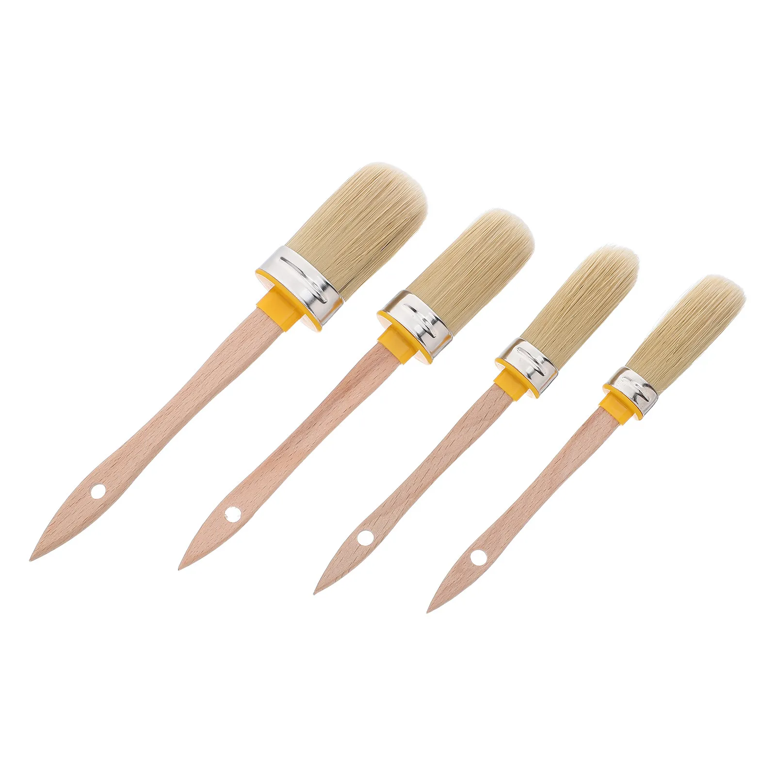 4Pcs Oval Paint Brushes Oval Trim Short Handle Precision Edging Paint Brushes for Walls Furniture Wood Oil Watercolor Painting