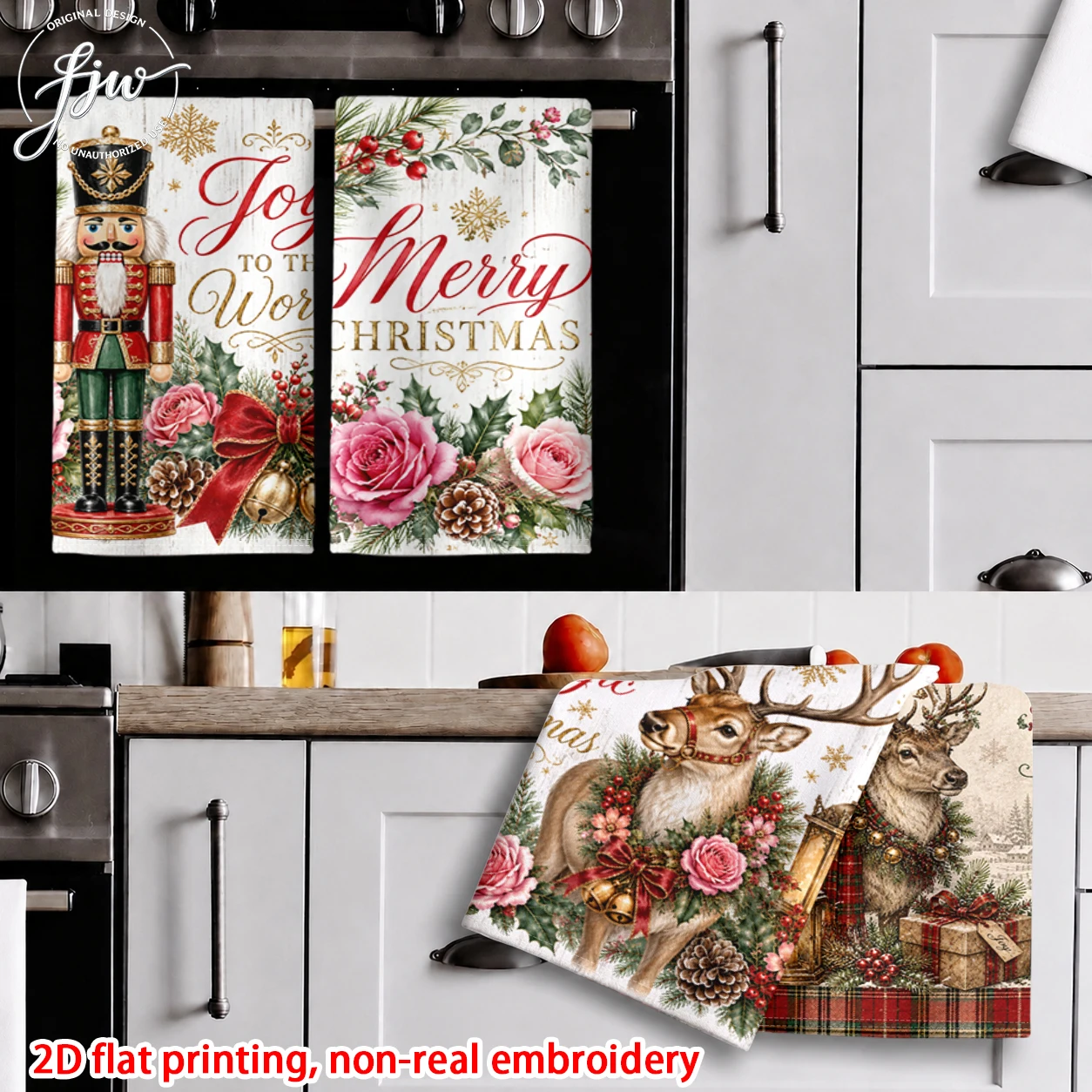 6pcs Christmas Vintage Dish Towels Nutcracker Elk Gnome Cardinal Holiday Kitchen Towels for Xmas Home Decor