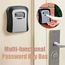 Key Lock Box 4 Digit Password Cat Eye Mounted ABS Metal Dial Storage Management Anti-theft Wall Mounted Large Space Password Box