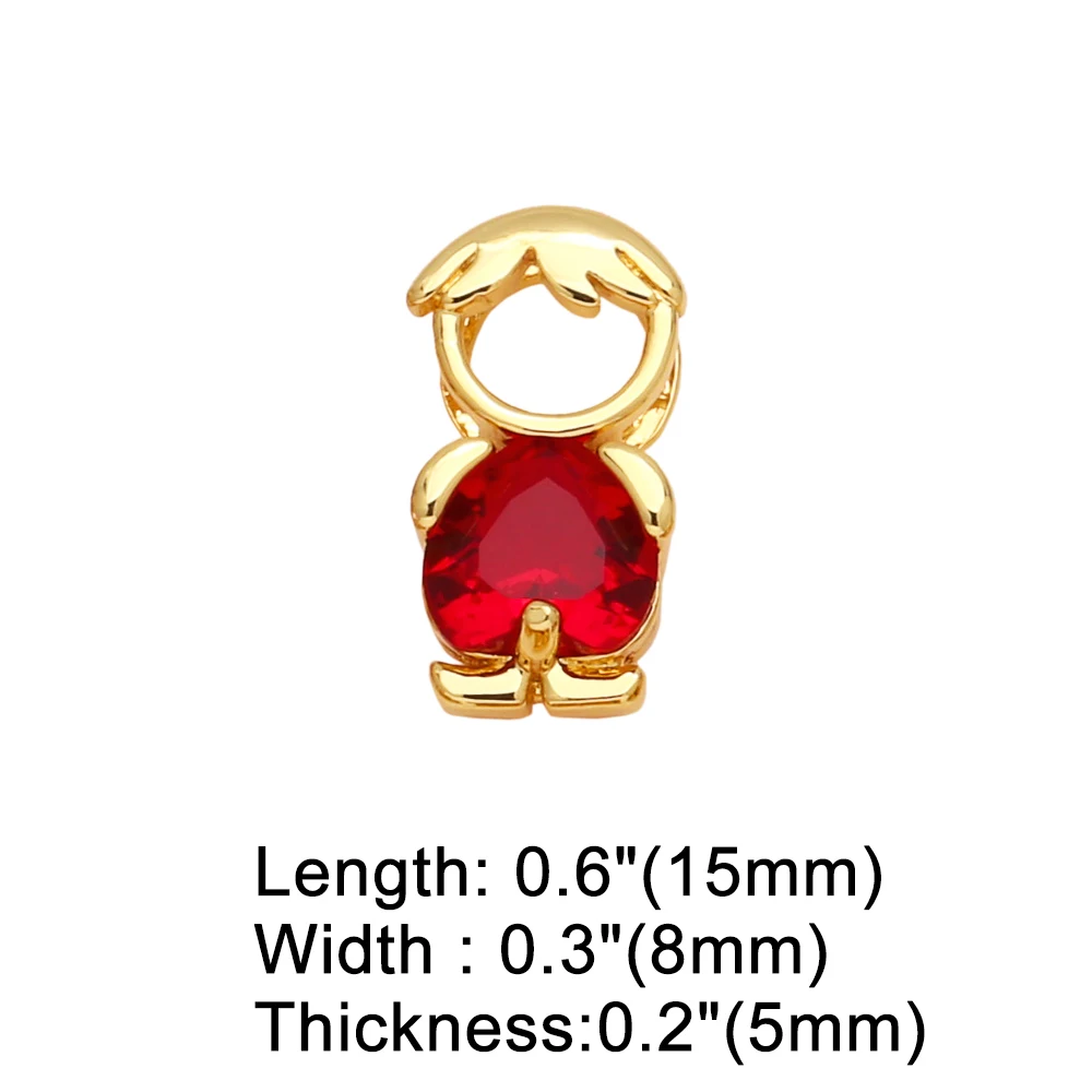 OCESRIO Multicolor Heart Crystal Little Boy Pendant for Necklaces Copper Gold Plated Jewelry Making Supplies Handmade pdtb613