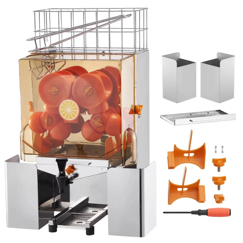 Commercial 120W Automatic Orange Juicer Stainless Steel Faucet Orange Juicer can squeeze 20 oranges per minute 110V
