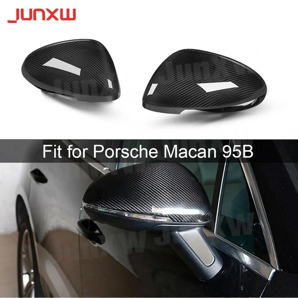 

Dry Carbon Door Side Rearview Mirror Covers Shell Trim For Porsche Macan 95B 2014-2021 Without lane Assist