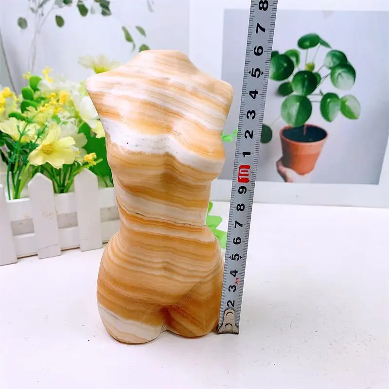 

Natural Yellow Calcite Lady Body Carving Reiki Healing Stone Home Ornaments Decor Holiday Gift 1pcs
