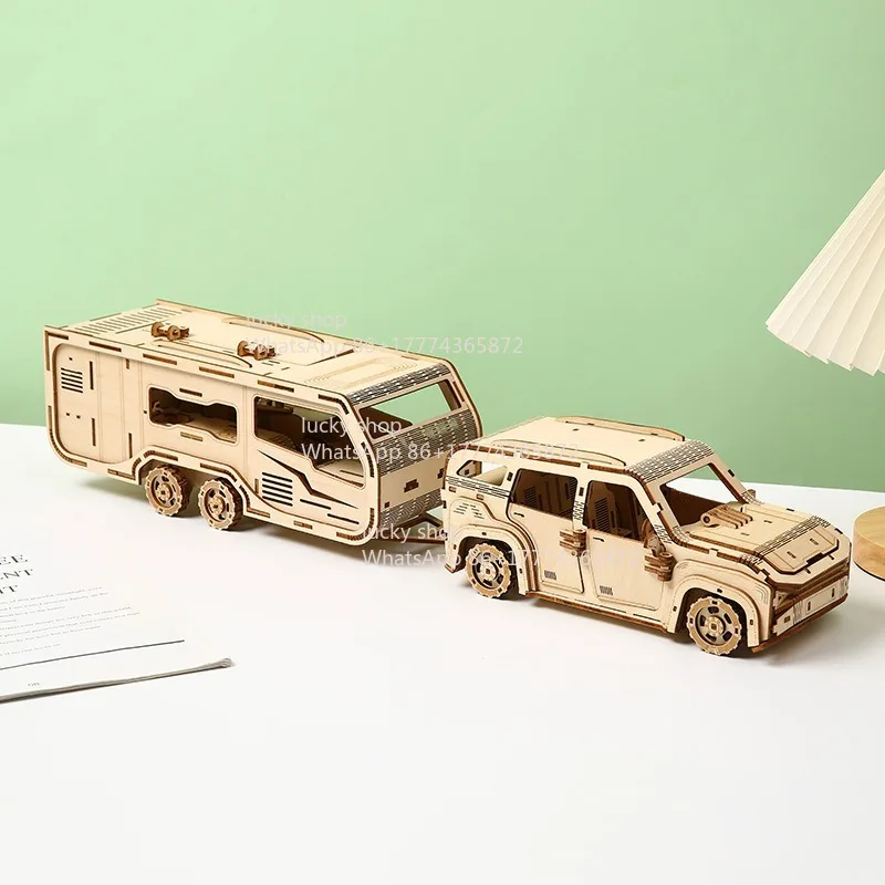 

Wooden Trailer RV Three-dimensional Creative Children's Puzzle Enlightenment